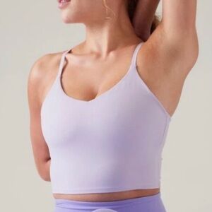 Athleta Elation V-Neck Longline Athletic Sports Bra Oxalis Violet Womens Size 1X